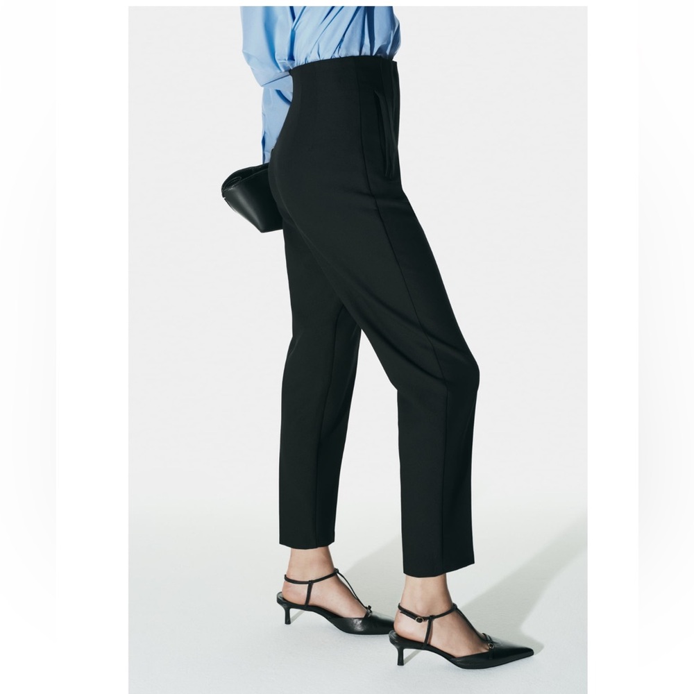 ZARA PANTS WITH A HIGH WAIST (SZ LARGE) - BLACK COLOR